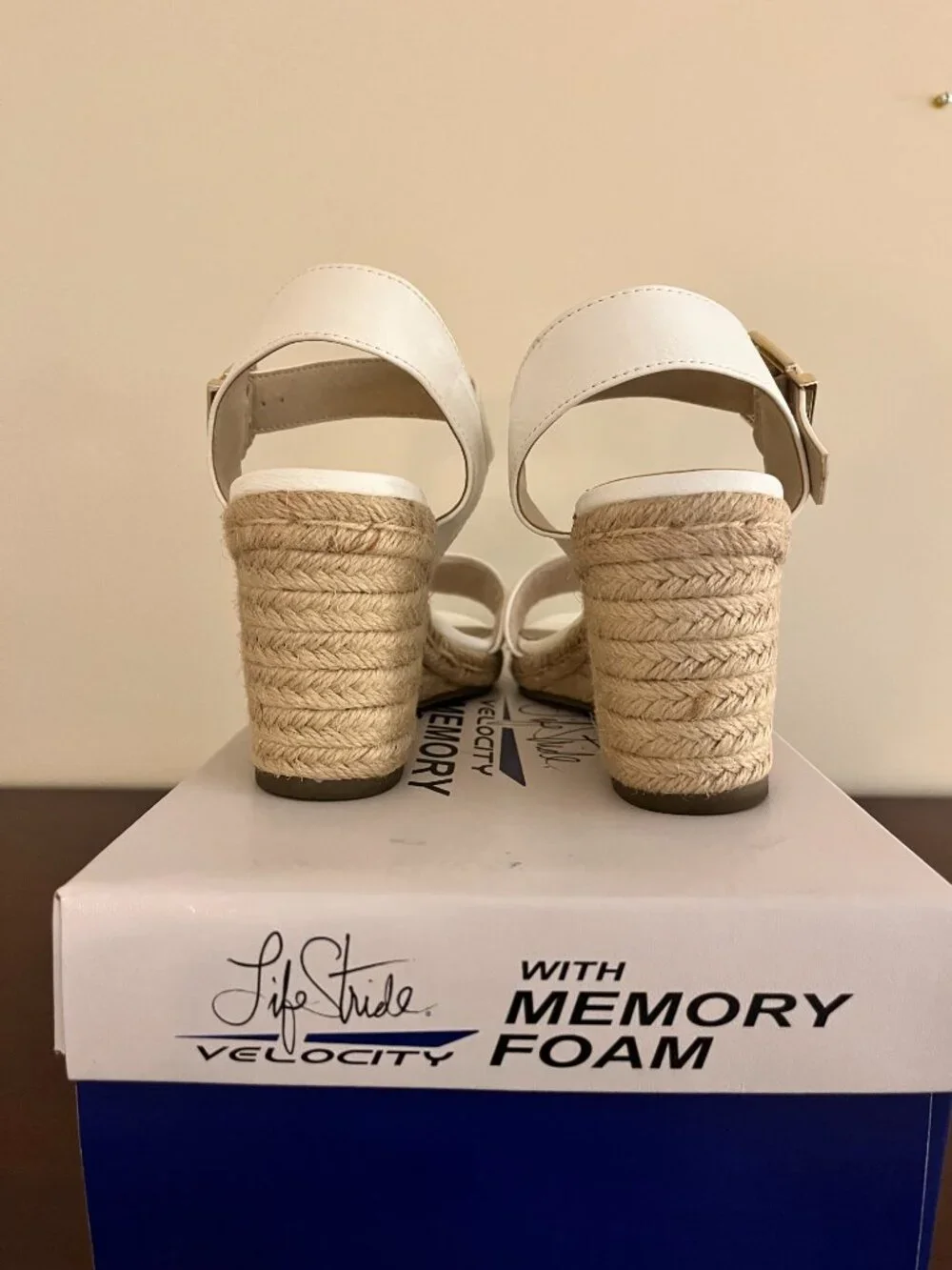 White Espadrille Wedge Sandals (Size 8M) WORN ONE TIME ONLY!